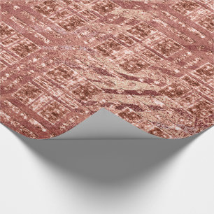 Geometry Rose Gold Copper Peach Glitter Zebra Wrapping Paper