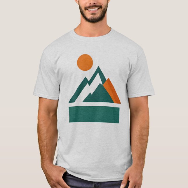 Geometry Shape Mountain Sunset T-Shirt (Front)