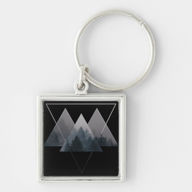 Geometry Triangles Misty Fores Key Ring (Front)