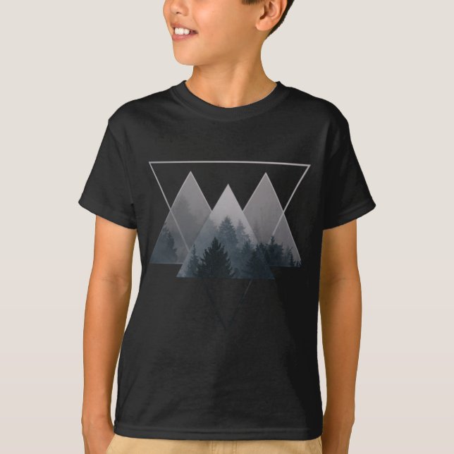 Geometry Triangles Misty Fores T-Shirt (Front)