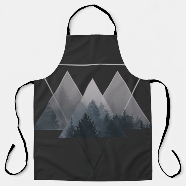 Geometry Triangles Misty Forest Apron (Front)