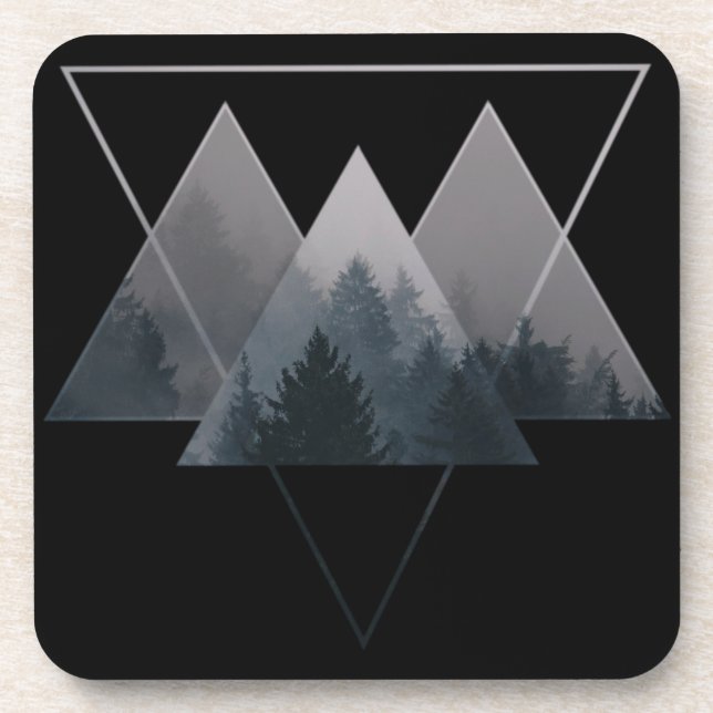 Geometry Triangles Misty Forest Coaster (Front)