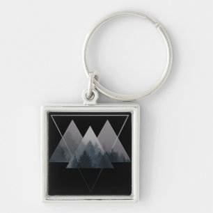 Geometry Triangles Misty Forest Key Ring