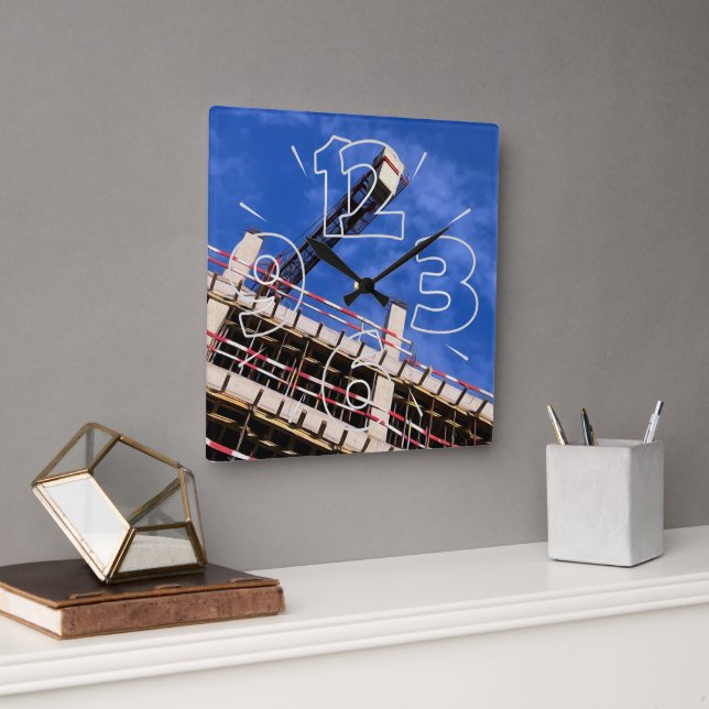 Geometry up in the air square wall clock (Office)