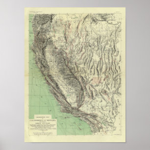Geomorphic map, California, Nevada Poster