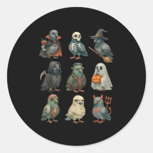 Geon Bird Soky Witch Boo Zombie Halloween Boys &am Classic Round Sticker