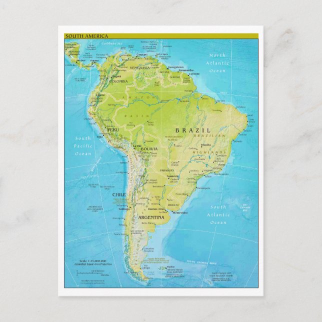 Geopolitical Regional Map of South America Postcard (Front)