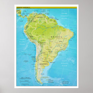 Geopolitical Regional Map of South America Poster