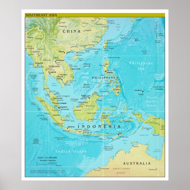 Geopolitical Regional Map of Southeast Asia Poster (Front)