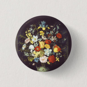 Georg Flegel  Big piece of flowers (in niche)      3 Cm Round Badge