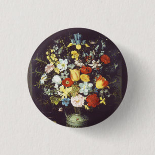 Georg Flegel  Big piece of flowers (in niche)  3 Cm Round Badge