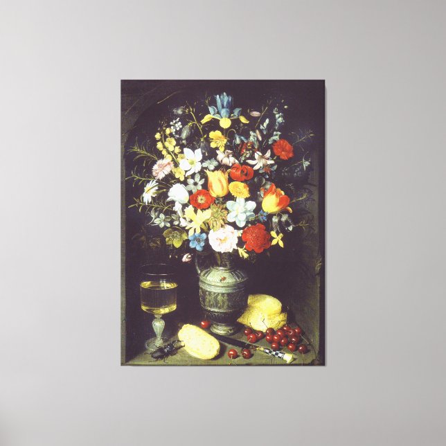 Georg Flegel  Big piece of flowers (in niche) Canvas Print (Front)