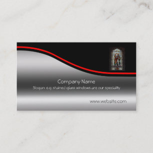 George and Dragon stained glass window, metal-look Business Card