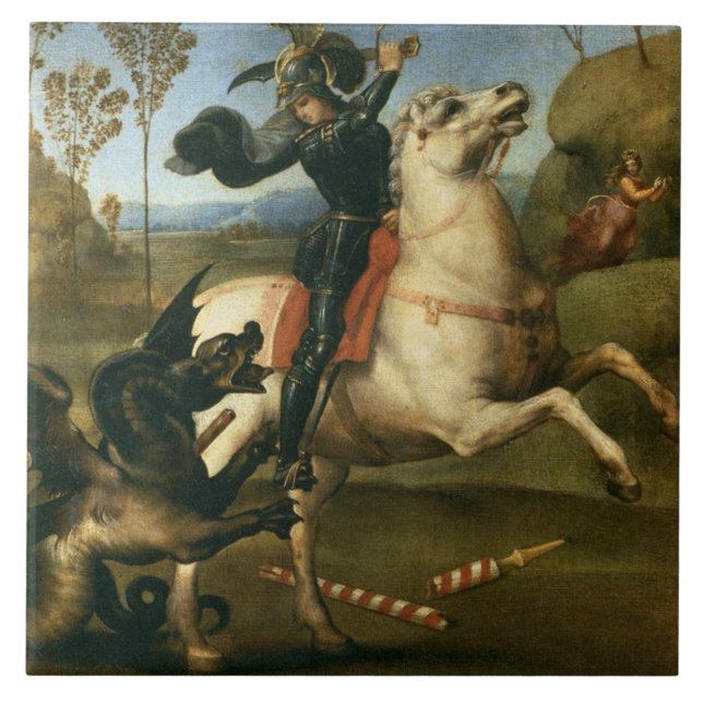 George and the Dragon (by Raphael) Tile (Front)