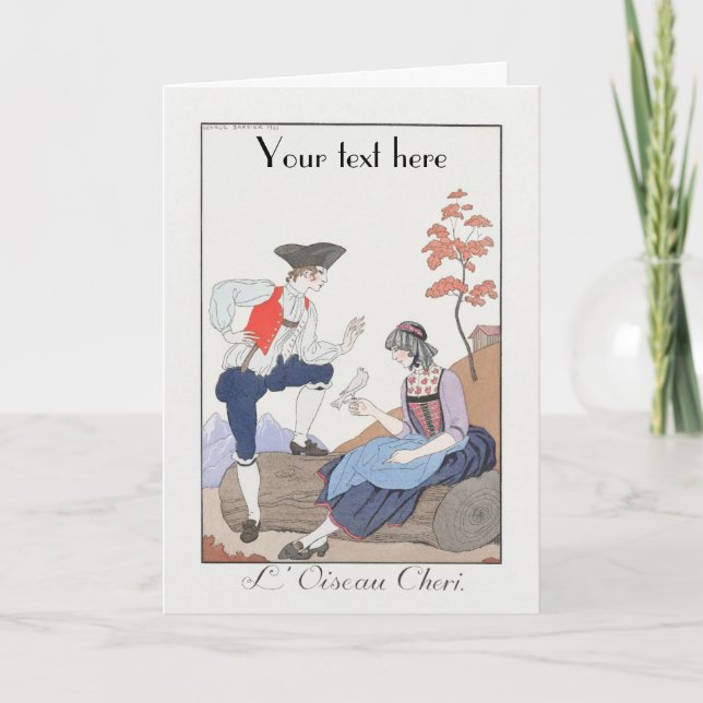 George Barbier Art Deco fashion Thank You Card (Front)