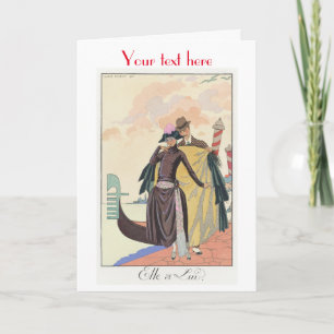 George Barbier Art Deco fashion Thank You Card