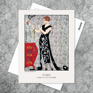 George Barbier Smoke Art Deco Illustration  Postcard