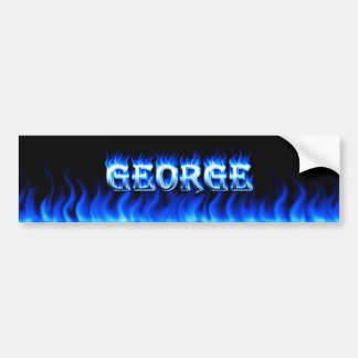 George blue fire and flames bumper sticker design.