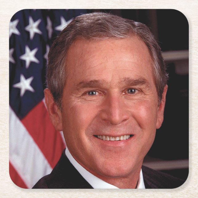 George Bush 43rd US American President Photo Square Paper Coaster (Front)