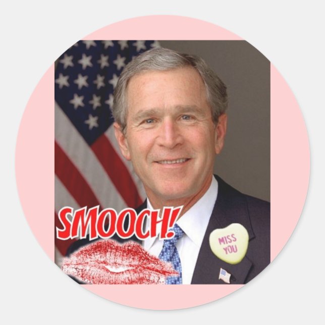 George Bush Valentine's Day Classic Round Sticker (Front)
