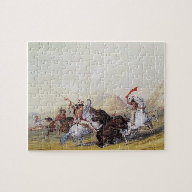 George Catlin Attacking the Grizzly Bear 1844 Jigsaw Puzzle (Horizontal)