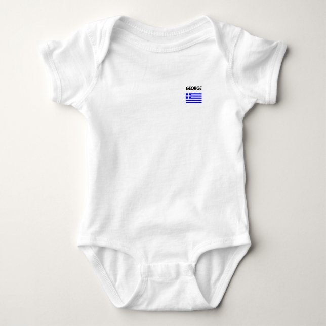 George Greek Name with Greek Flag Design Baby Bodysuit (Front)