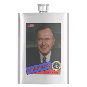 George H.W. Bush Baseball Card Hip Flask