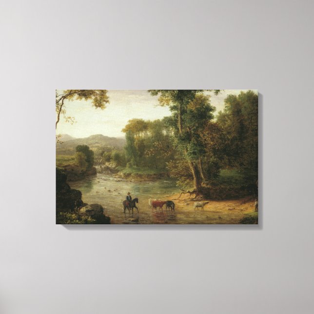George Inness - Crossing the Ford Canvas Print (Front)