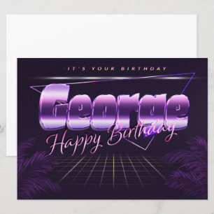 George Name Vorname lila retro Karte Geburtstag Card