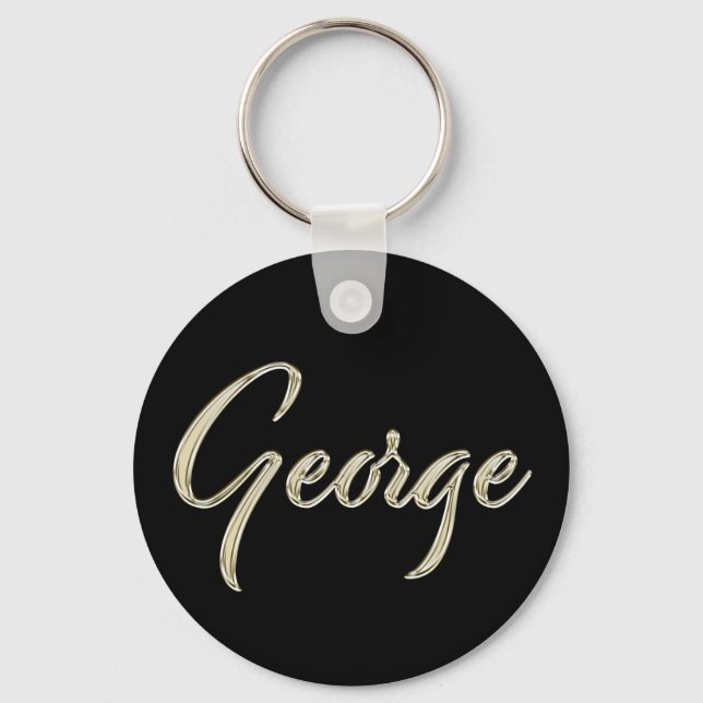 George Name whitegold Button Schlüsselanhänger Key Ring (Front)