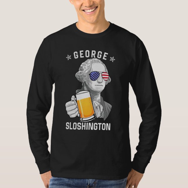 George Sloshington Washington Beer 4th Of July Ame T-Shirt (Front)