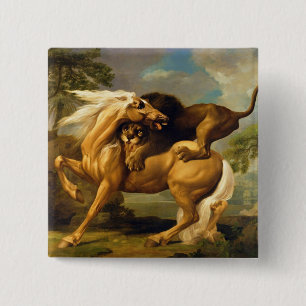 George Stubbs   A Lion Attacking a Horse, c.1762 ( 15 Cm Square Badge