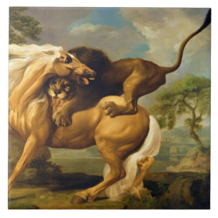 George Stubbs   A Lion Attacking a Horse, c.1762 ( Tile