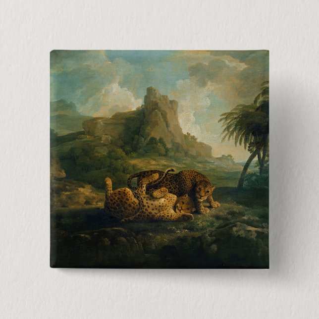 George Stubbs | Leopards at Play, c.1763-8 15 Cm Square Badge (Front)