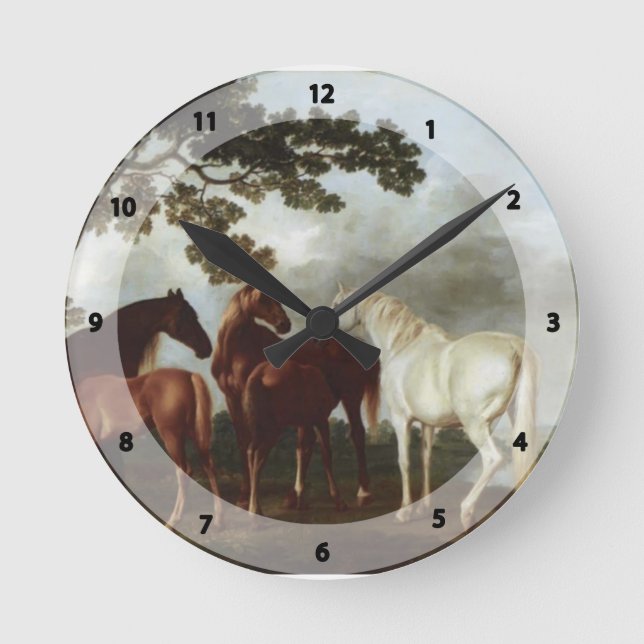 George Stubbs-Mares and Foals in a River Landscape Round Clock (Front)