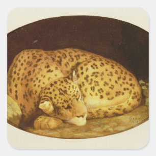 George Stubbs Sleeping Leopard, 1777 (enamel on Square Sticker