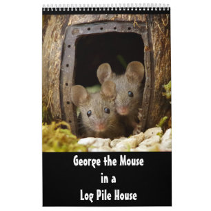 George the mouse in a log pile House 2020 calendar