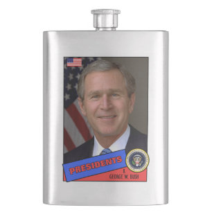 George W. Bush Baseball Card Hip Flask