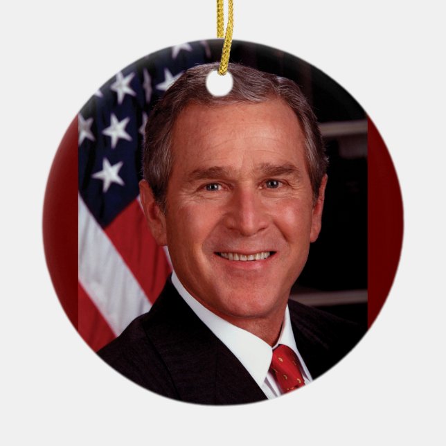 George W Bush Ceramic Tree Decoration (Front)