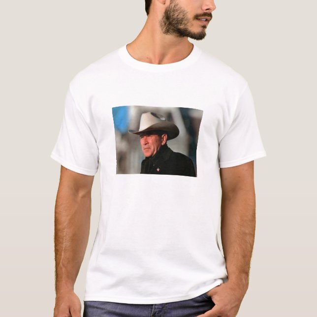 George W. Bush - dressed in black wearing a cowboy T-Shirt (Front)