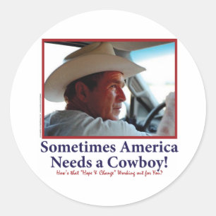 George W Bush in Cowboy Hat Classic Round Sticker