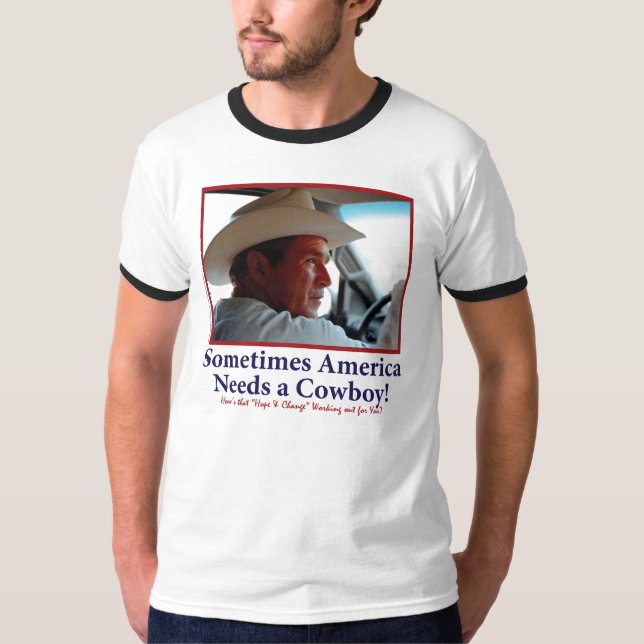 George W Bush in Cowboy Hat T-Shirt (Front)