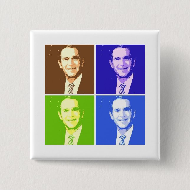 George W Bush Pop Art 15 Cm Square Badge (Front)