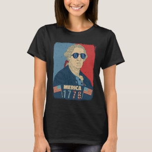 George Washington 4th of July USA Flag Sunglasses T-Shirt