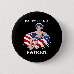 George Washington 4th Of July USA Patriot Fun 6 Cm Round Badge