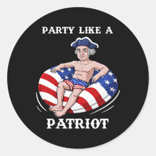 George Washington 4th Of July USA Patriot Fun  Classic Round Sticker