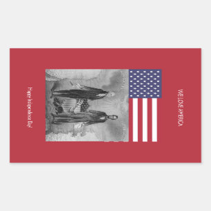 George Washington Abraham Lincoln American Flag Rectangular Sticker