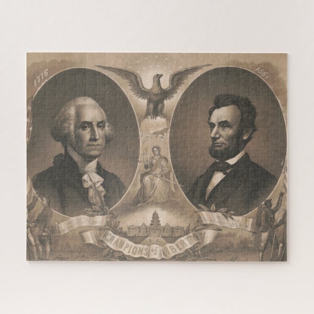 George Washington Abraham Lincoln Eagle Patriotic  Jigsaw Puzzle (Horizontal)