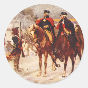 George Washington and Lafayette at Valley Forge Classic Round Sticker