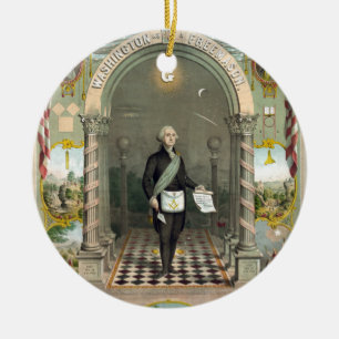 George Washington as a Freemason Ceramic Tree Decoration
